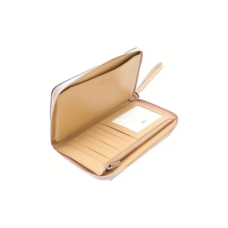 COACH Coated Canvas With Leather Wallet Women's Nude Pink With Nude-3