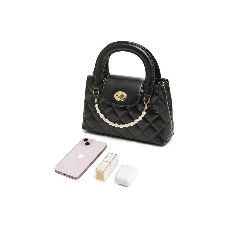 Teenmix Artificial Leather One Shoulder Handbag Trumpets Women's Black-4