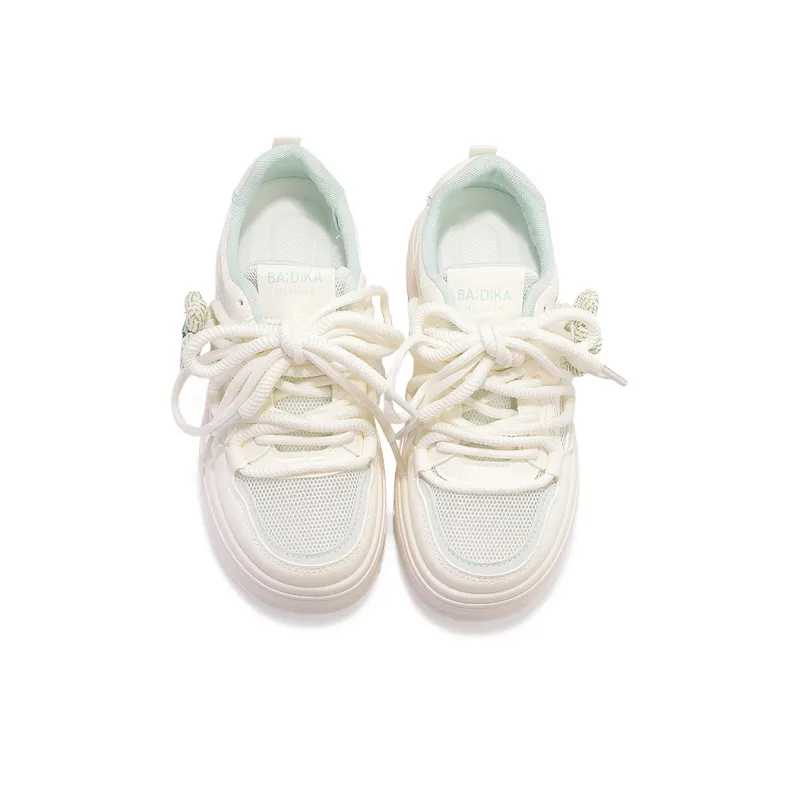 SNXR Slip Resistant Shock Absorbers Low Top Skateboard Shoes Women's White Green-4