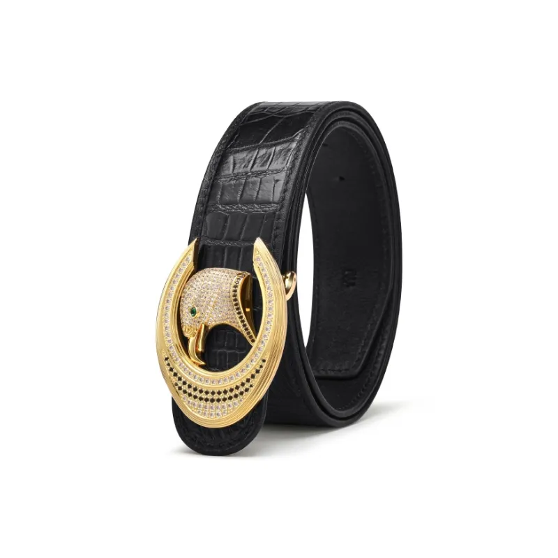 POLOMEISDO Crocodile Leather Belts Men's 3.8CM-1