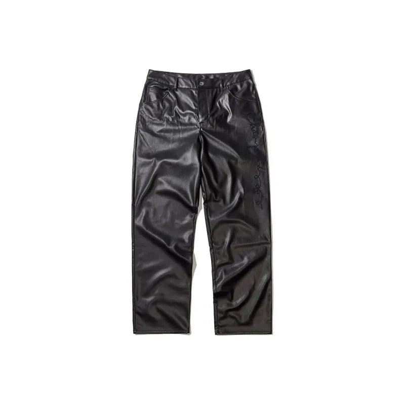 Champion Angelo Baque Collaboration Leather Pants Unisex Black-0