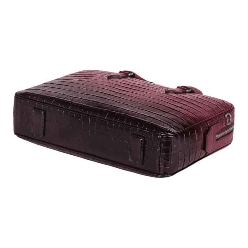MONTBLANC Leather Briefcase Women's Ink Black Currant Color-3