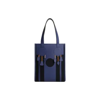 HERMES Dream Catcher Leather Paneled Canvas Tote Bag, Shopping Bag, Handbag, Shoulder Bag Men's Purple Blue