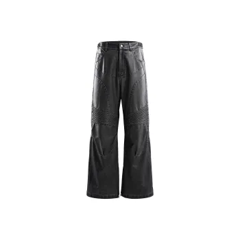 TBHNP Leather Pants Unisex Washed Black