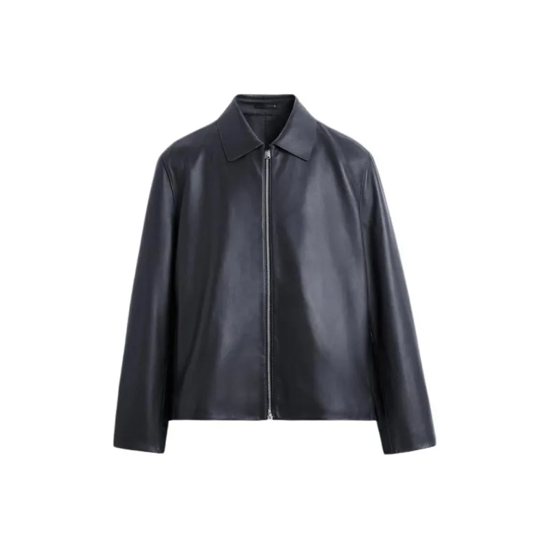 ZARA Leather Jackets Men Blue-0