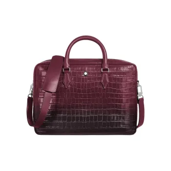 MONTBLANC Leather Briefcase Women's Ink Black Currant Color