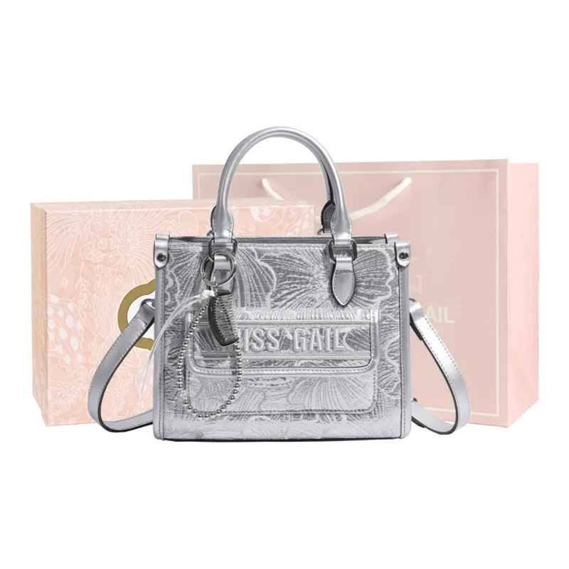 MISS GAIL Synthetic Leather Shoulder Bag, Crossbody Bag, Handbag Regular Women's Floral Silver-0