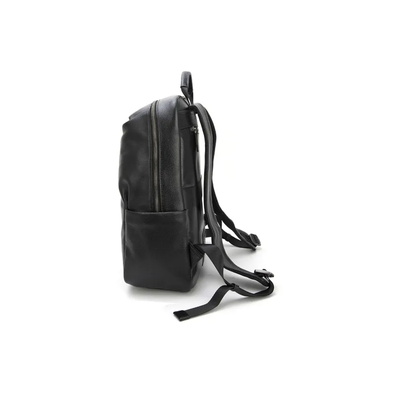 LARTIGENT Top Grain Cow Leather Backpack Regular Men's Black-2
