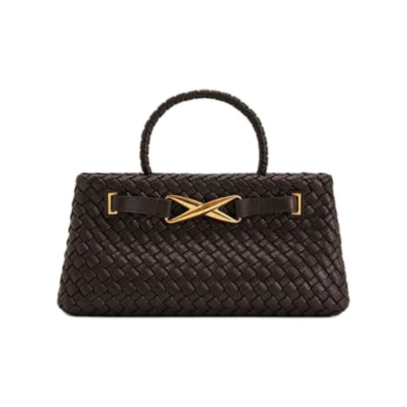JW PEI Artificial Leather Handbag Medium Size Women's Black/Dark Brown-5