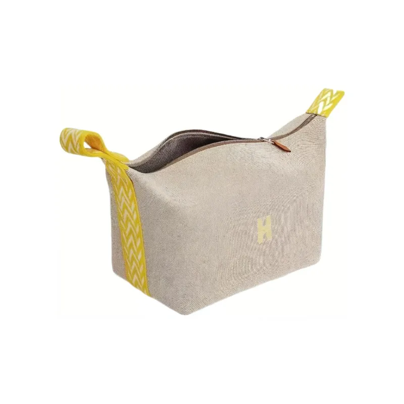 HERMES Bride a Brac Fabric Storage Bags Toiletry Bags Small Size Unisex Lemon-2