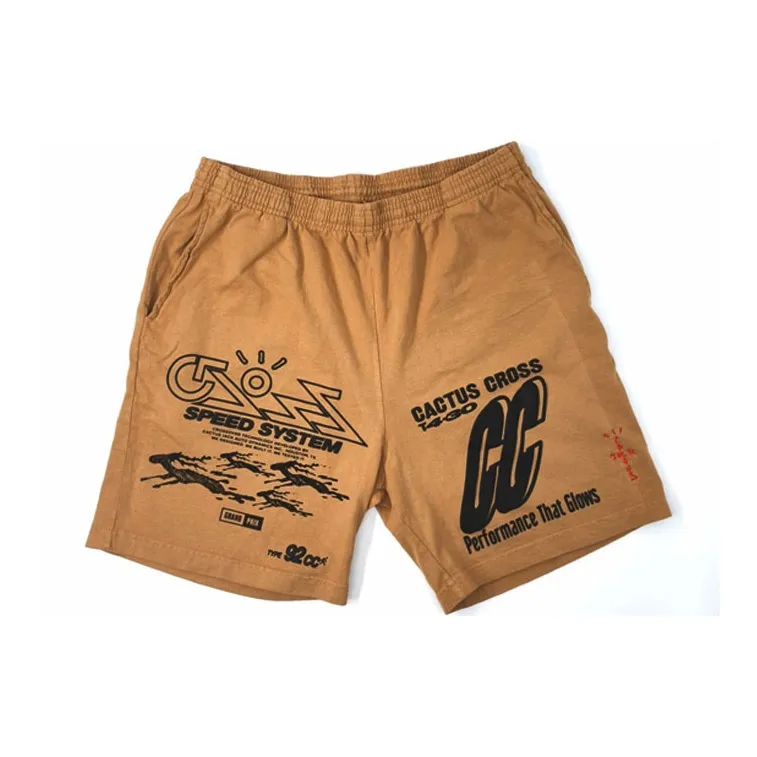 Travis Scott Casual Shorts Unisex Brown-0