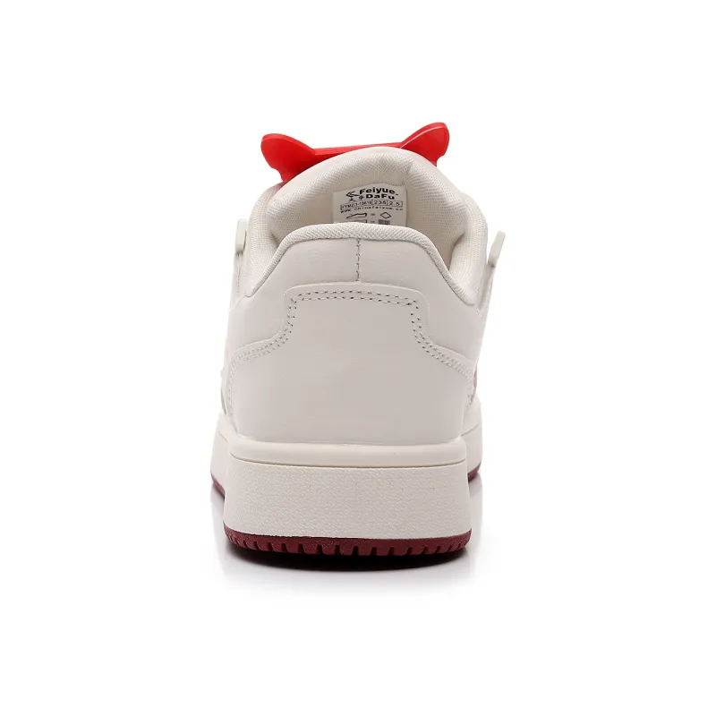 Feiyue Girly Heart Series Slip Resistant, Abrasion Resistant, Lightweight Low Top Skateboard Shoes Women's White Red-3