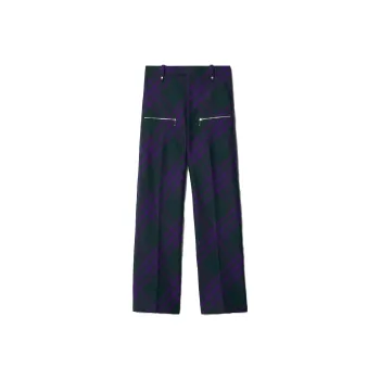Burberry Check Pattern Wide Leg Trousers