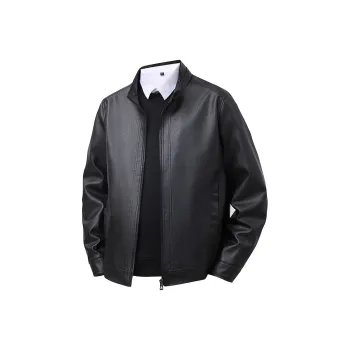 PIERRE CARDIN Leather Jacket Men's Black