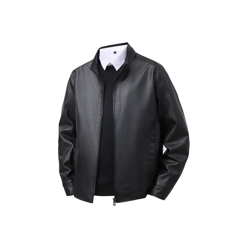 PIERRE CARDIN Leather Jacket Men's Black-0