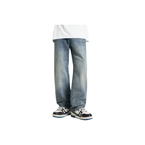 【dme】 Jeans Unisex Blue Jacquard