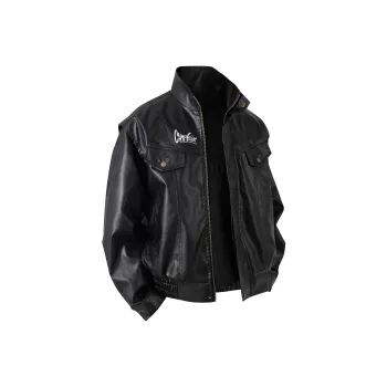 CHARLIE GOLF Leather Jacket Unisex Black