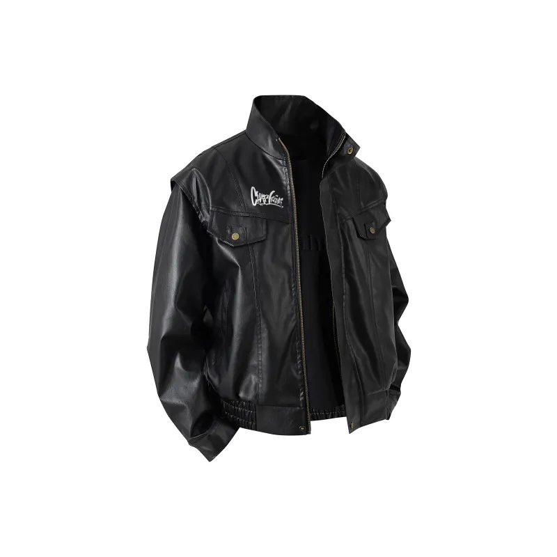 CHARLIE GOLF Leather Jacket Unisex Black-0