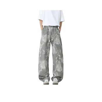 GDRX Casual Pants Unisex Pattern Gray