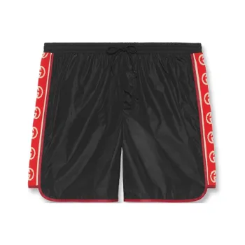 GUCCI Nylon Swim Shorts With Logo Stripe