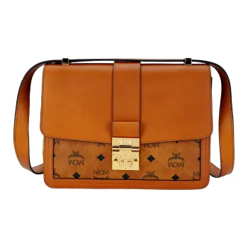MCM Tracy Shoulder Bag Medium Visetos Cognac