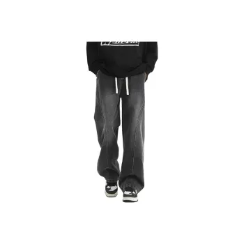 Menglaini Jeans Unisex Black Gray Color
