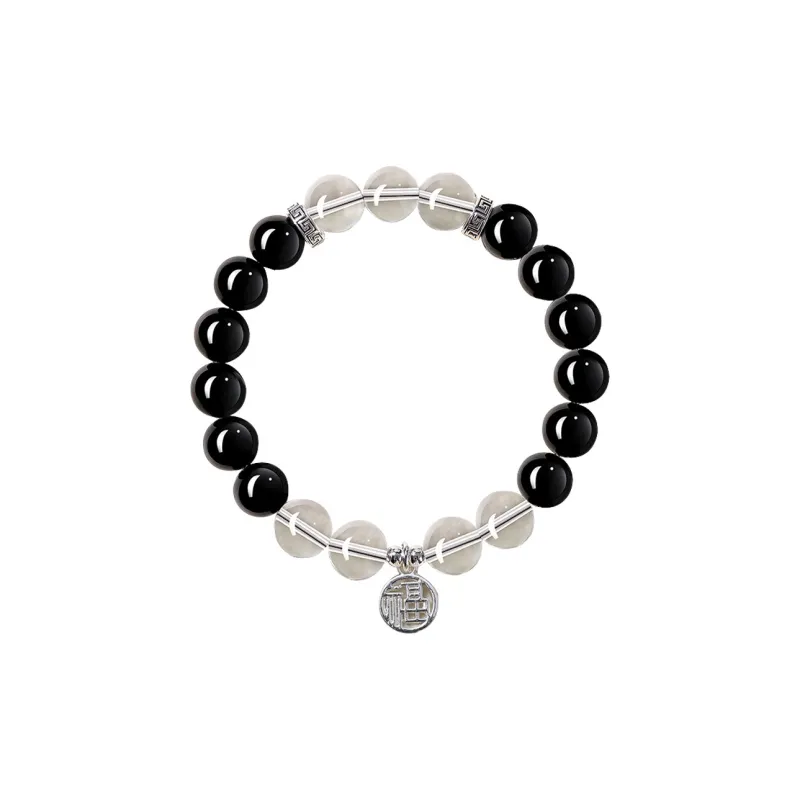 ZUIWENGLANGYASHANWENCHUANG Obsidian Bracelets Unisex-0