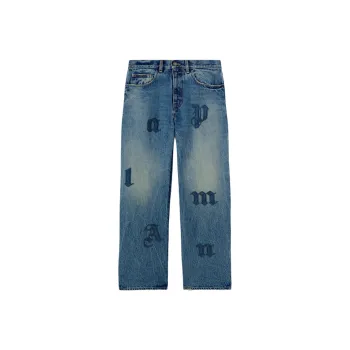 PALM ANGELS Logo Patch Straight Leg Jeans