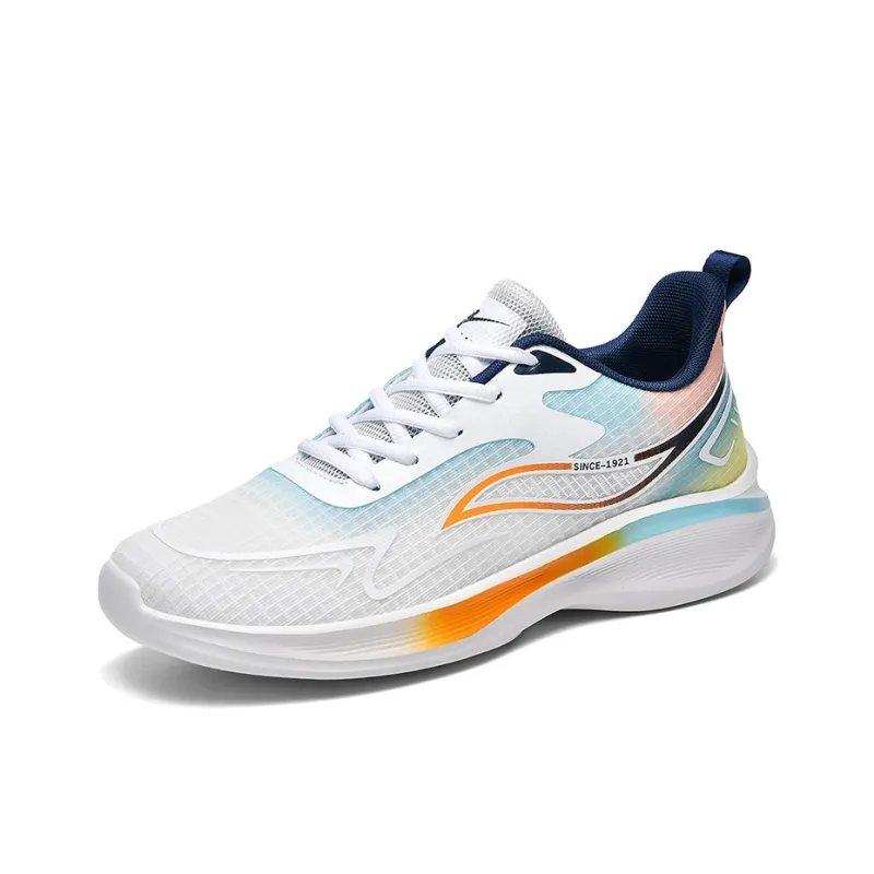 Binary Cushioning, Lightweight, Breathable, Slip Resistant Low Top Running Shoes Men's White Moon Orange-1