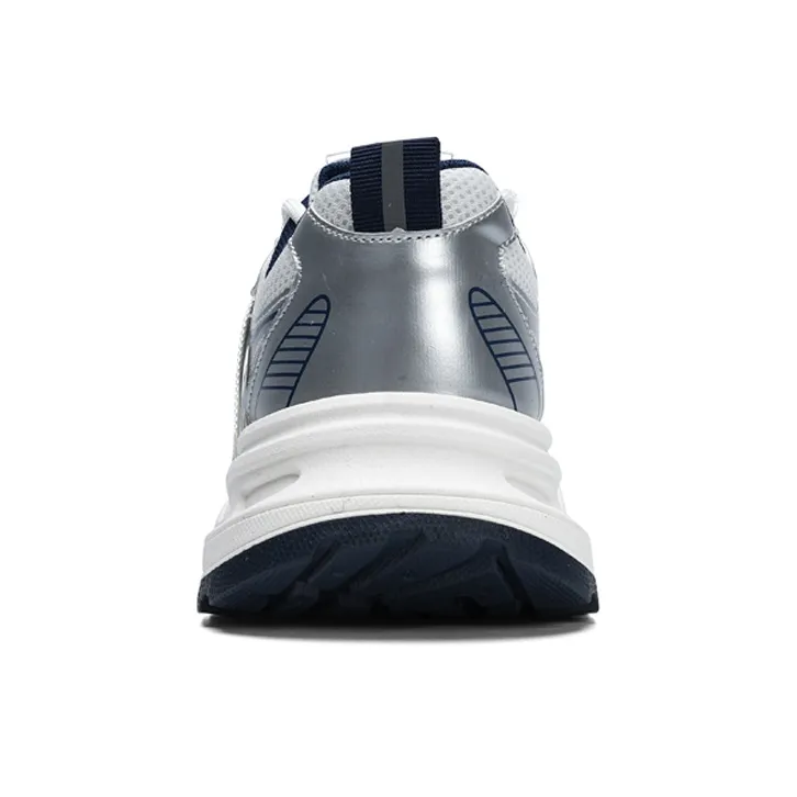 Warrior Slip Resistant, Abrasion Resistant, Lightweight Low Top Chunky Sneakers Women's White Silver Dark Blue-2