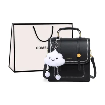 COMELY Cow Leather Backpack Women's Black