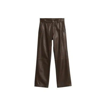 ZARA SRPLS Series Leather Pants Men Brown