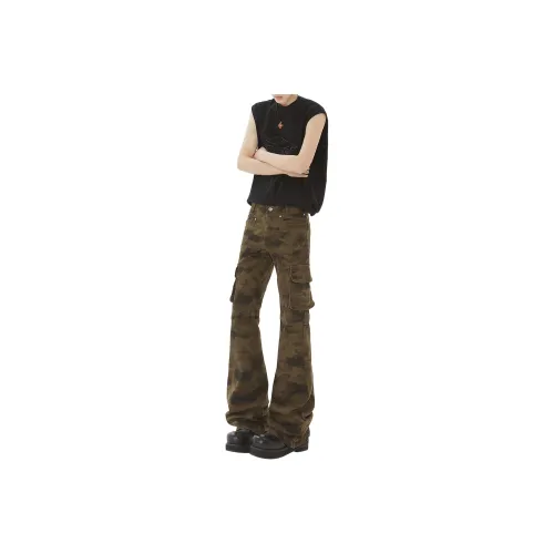 DJ.SPIRIT Casual Pants Unisex Brown Camouflage