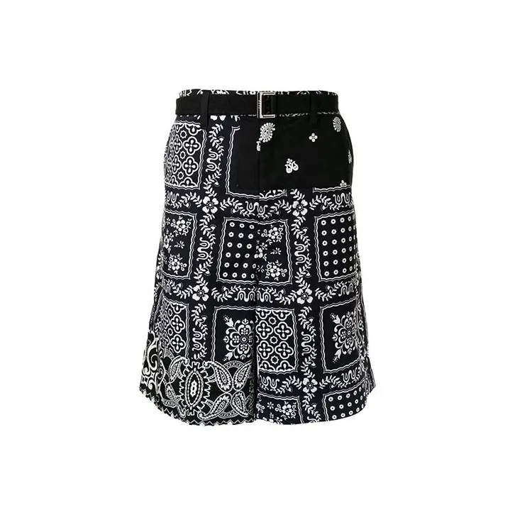 Sacai Bandana Print Belted Shorts-0