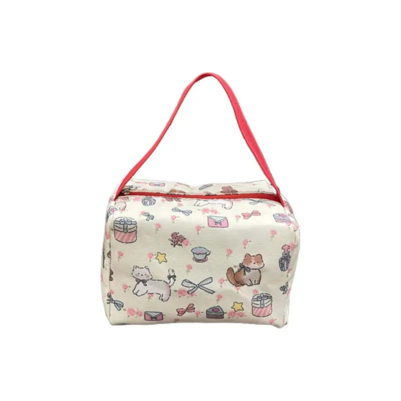 ALOENEY PU Makeup Bag Women's Red-0