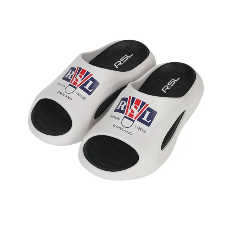 RSL Slip Resistant Abrasion Resistant Slide Slippers Unisex White Black-1