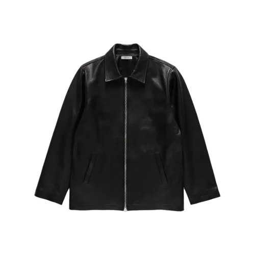 JJJJound SS25 Leather Jacket Men's Black