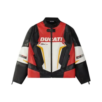 FILA FUSION x DUCATI/, Leather Jacket Men's Black Red