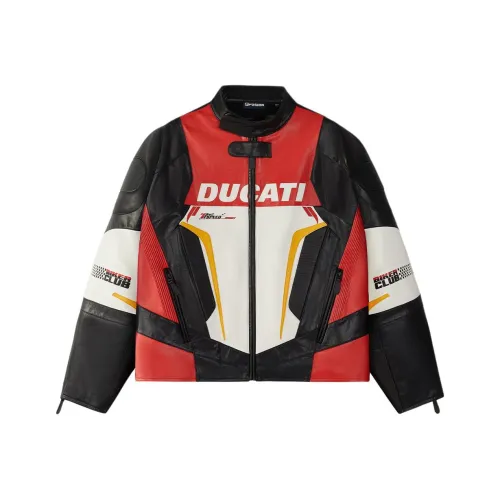 FILA FUSION x DUCATI/, Leather Jacket Men's Black Red