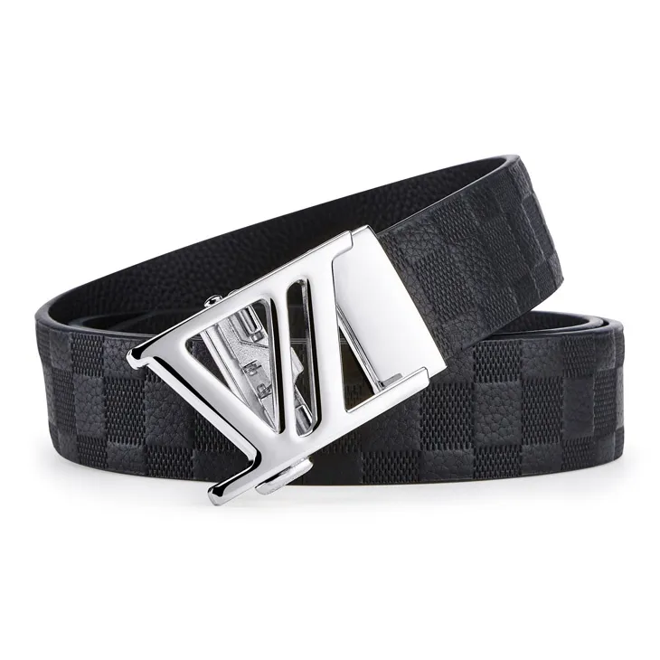 Jeccieziio Top Grain Cow Leather Belt Men's Gunmetal, Gold, Silver Width 3.5CM-14