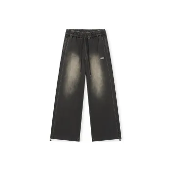 BONELESS Casual Pants Unisex Washed Black