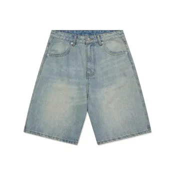 Crying Center Denim Shorts Unisex Light Blue