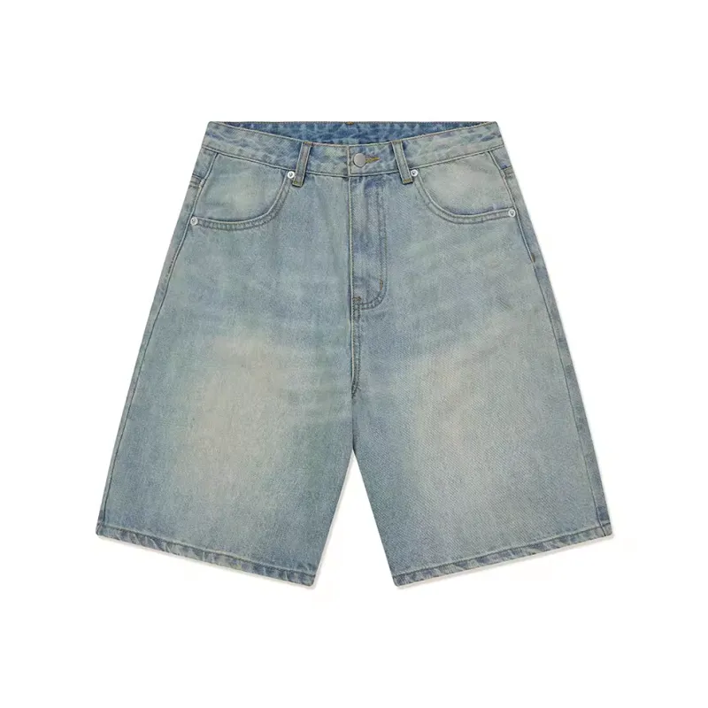 Crying Center Denim Shorts Unisex Light Blue-0