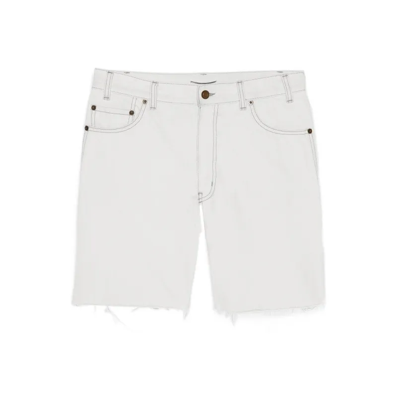 SAINT LAURENT Button Detailed Denim Shorts-0