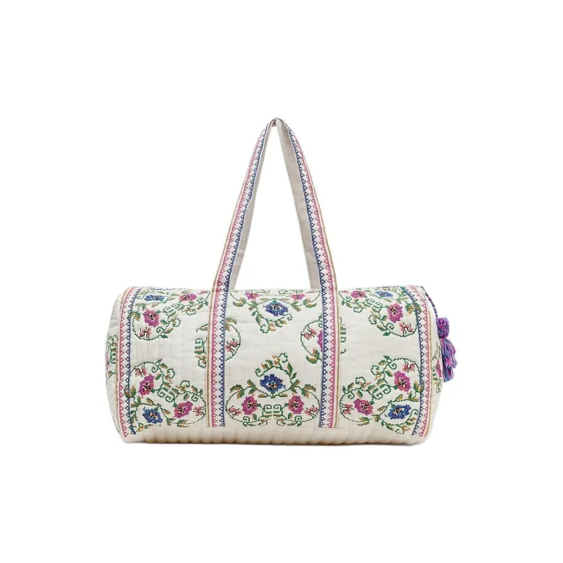 ZARA Cotton One Shoulder Travel Bag Raw White-0
