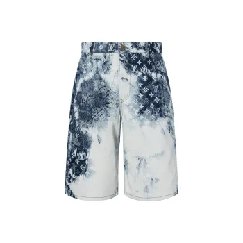 LOUIS VUITTON Monogram Bandana Baggy Fit Denim Shorts