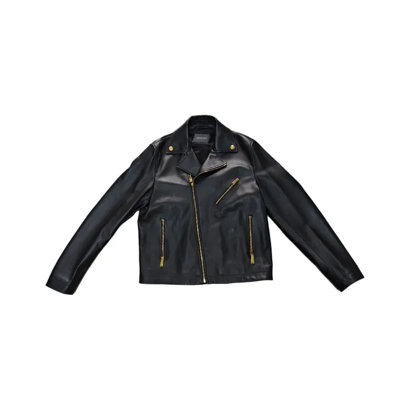 FANSIZHE Leather Jacket Men's Black-0