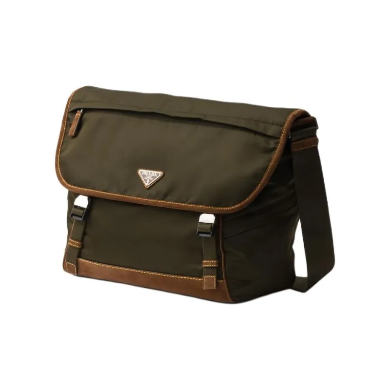PRADA Re Nylon With Suede Crossbody Bag, Shoulder Bag Tubas Men's Cocoa-1