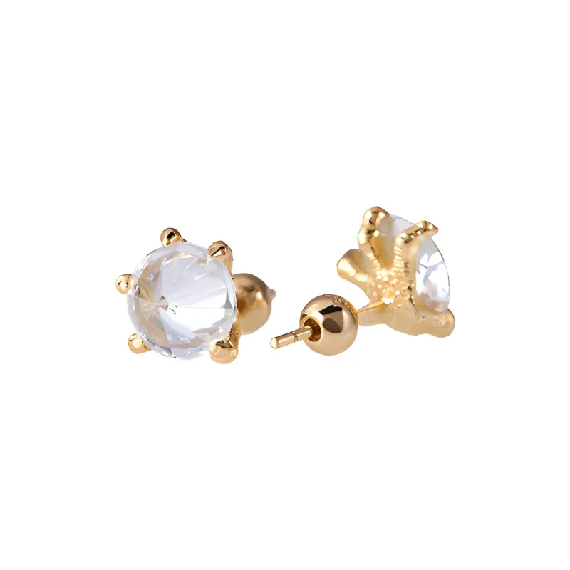 APORRO 925 Sterling Silver Dragon Claw Stud Earrings Unisex Plated 18K White Gold/14K Gold-6