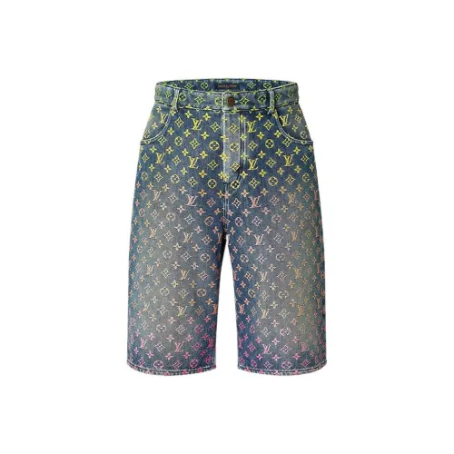 LOUIS VUITTON Rainbow Monogram Denim Shorts